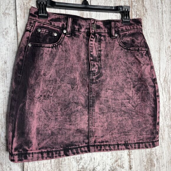 NWT Liquor N Poker Curve Cotton Pink Tie Dye Denim Skirt Size 8 NWT - Picture 2 of 9